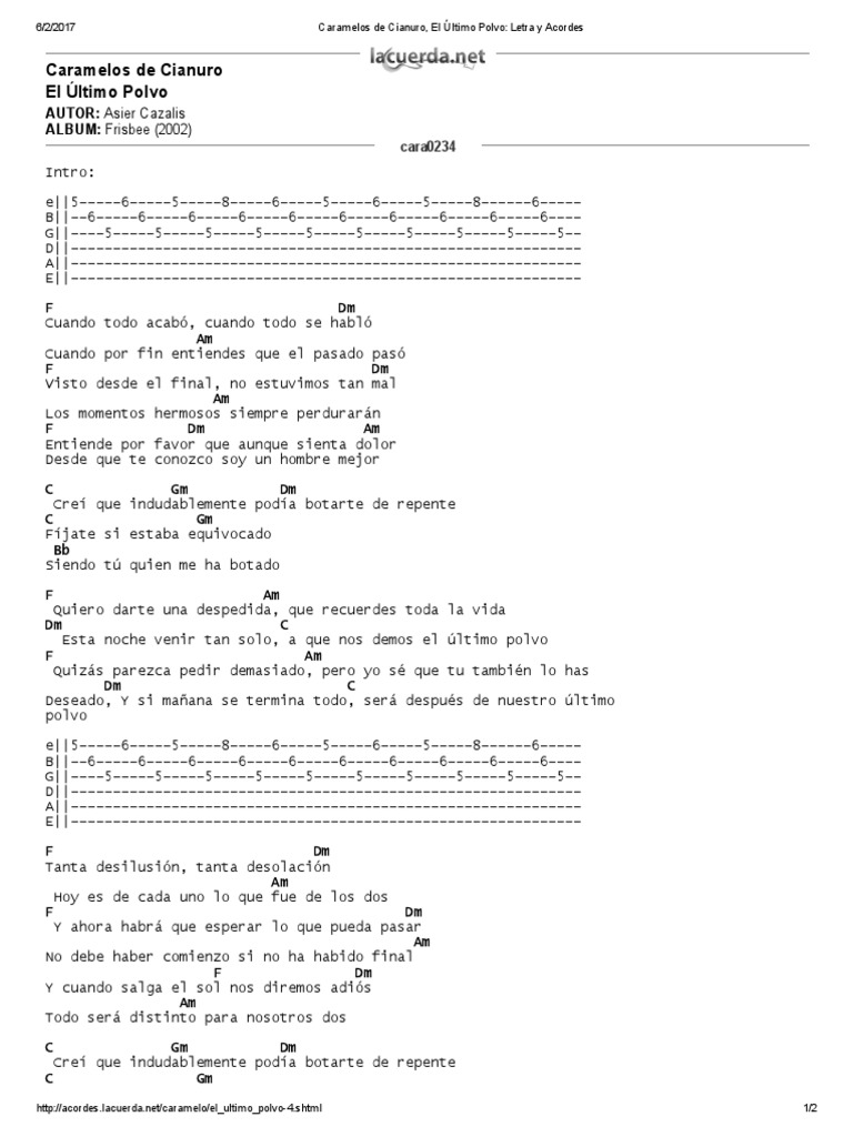 Caramelos de Cianuro, El Último Polvo Letra y Acordes PDF Álbumes