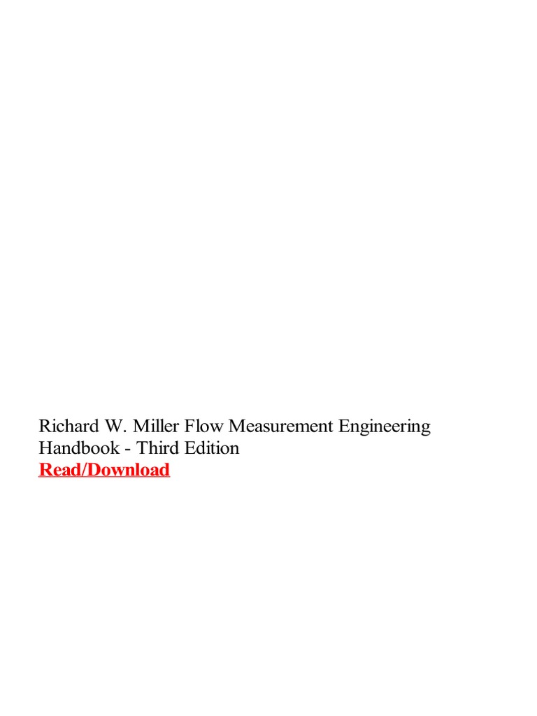Richard W. Miller Flow Measurement Engineering Handbook Third Edition