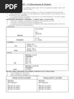 UNIT - 3 (Structures & Union) : Syntax Example