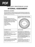 Internal Assessment: Design Project - Design Technology - 2019-2021