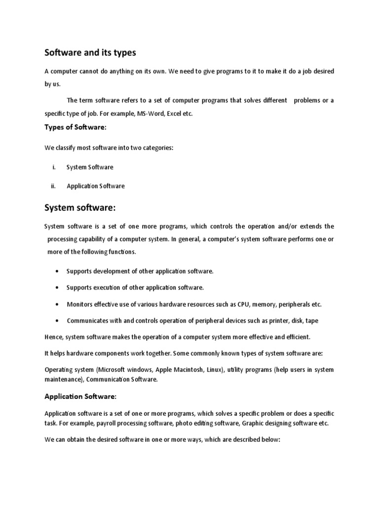 Software and Its Types | PDF | Computer Program | Programming
