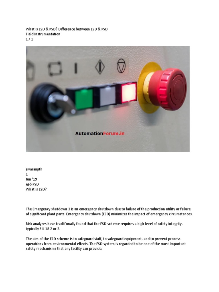 ESD vs. PSD: Key Differences Explained | PDF | Instrumentation | Safety