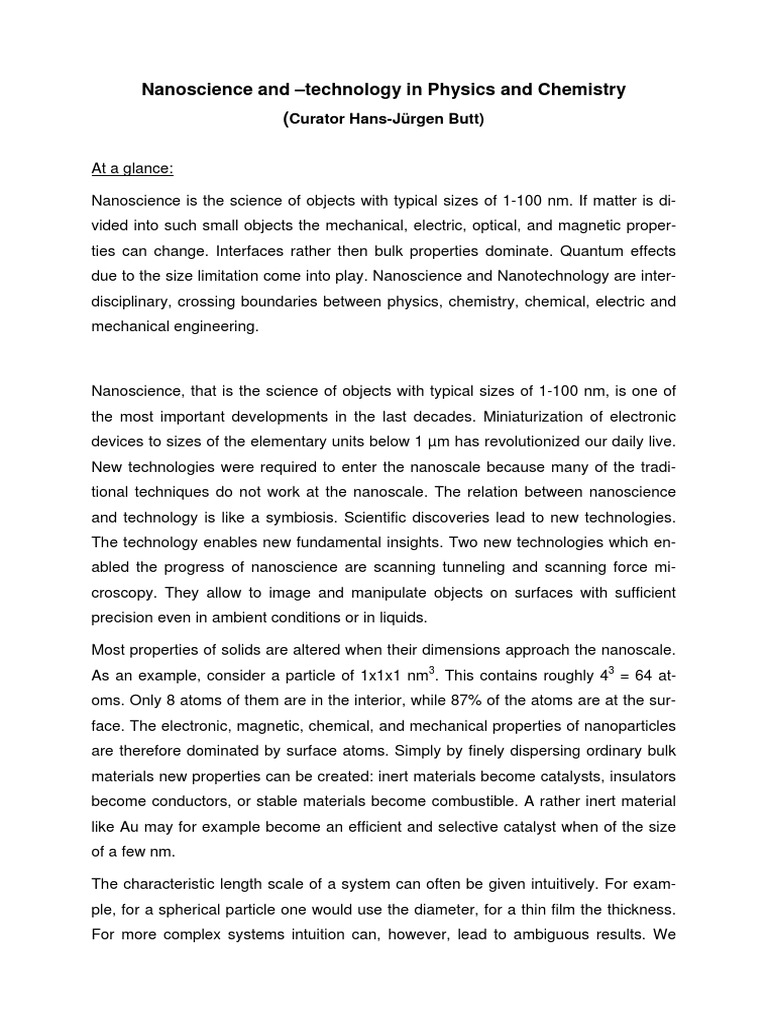 Nanoscience & Nanotechnology Overview | PDF | Nanotechnology | Nanoparticle