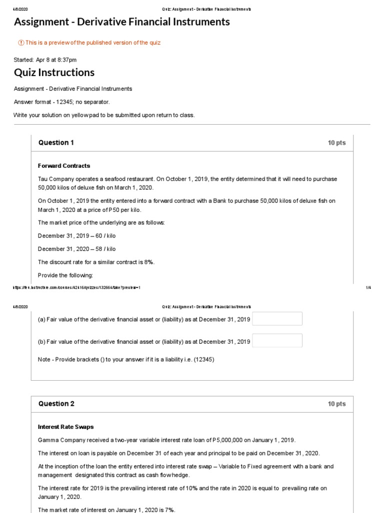 Assignment Derivative Financial Instruments PDF | PDF | Option (Finance ...
