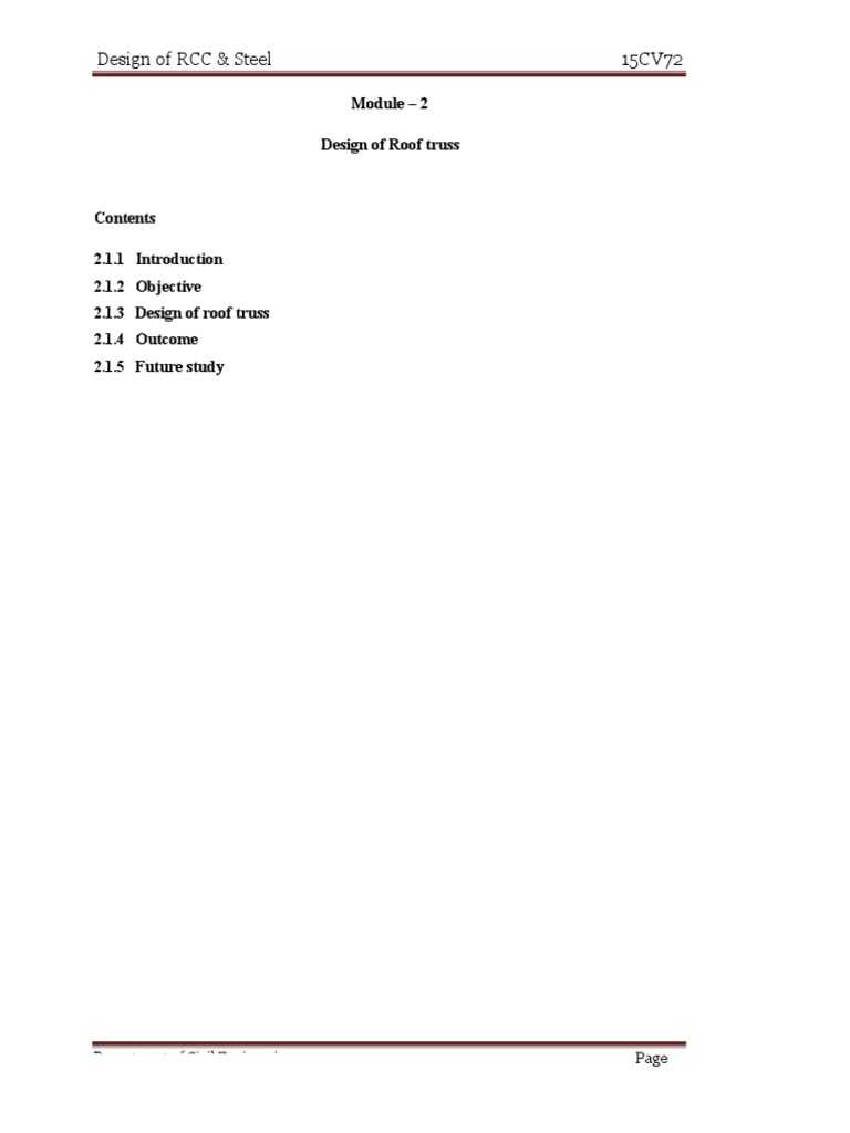 Design of RCC & Steel Structures 15CV72 | PDF | Truss | Engineering