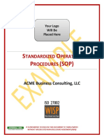 Example Cybersecurity Standardized Operating Procedures Sop Iso 27002 Procedures