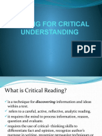 Reading For Critical Understanding 1