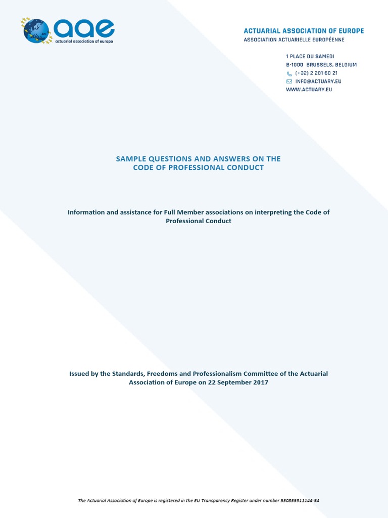 AAE Code of Conduct Q&A Guide | PDF | Confidentiality | Conflict Of ...