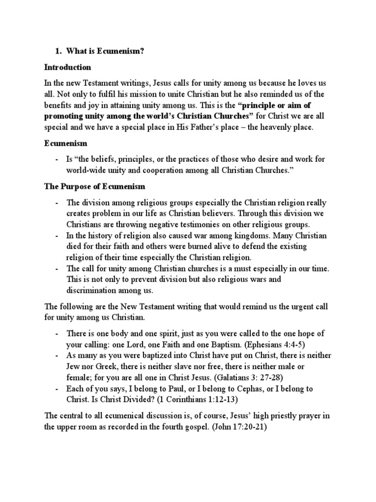 Understanding Ecumenism: A Summary | PDF | Ecumenism | Interfaith Dialogue