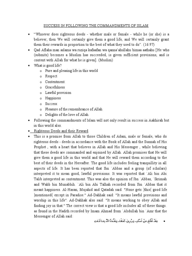Success Through Islamic Commandments | PDF | Religion And Belief