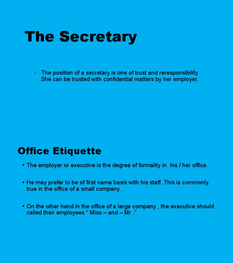 Office Secretary Role & Etiquette | PDF | Career & Growth | Business