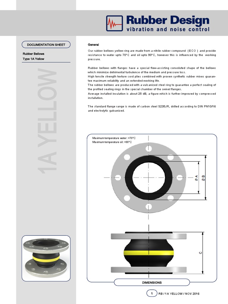 Documentation Sheet Rubber Bellows General: Maximum Temperature Water ...