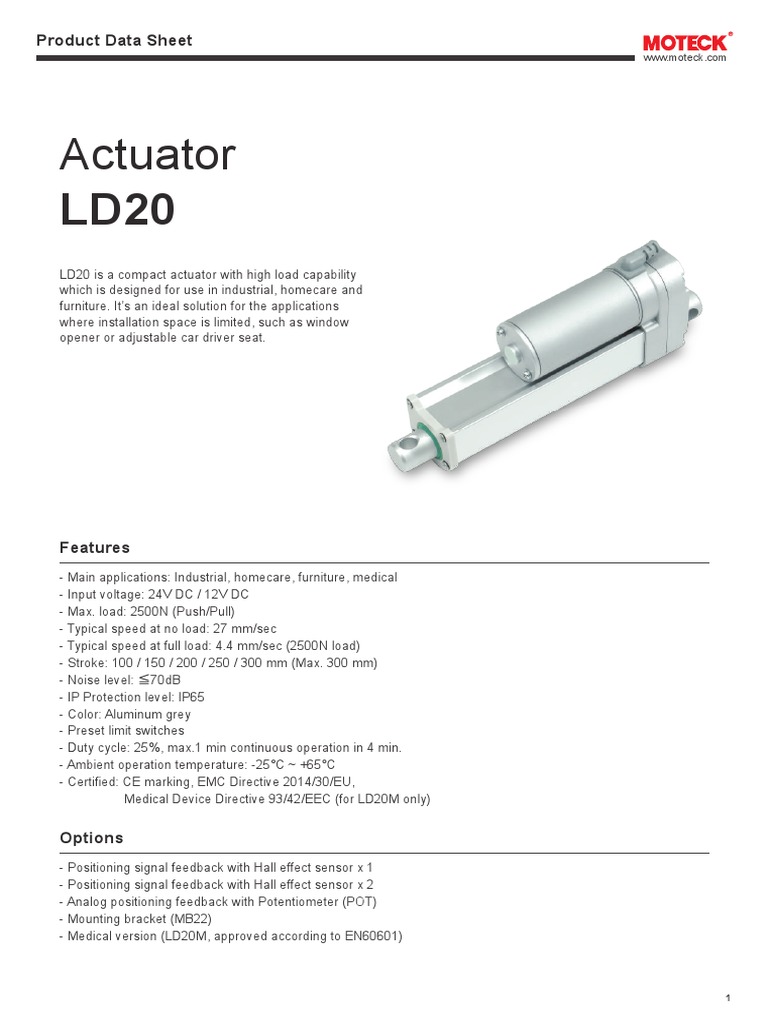 Actuator: Product Data Sheet | PDF | Manufactured Goods | Electrical ...