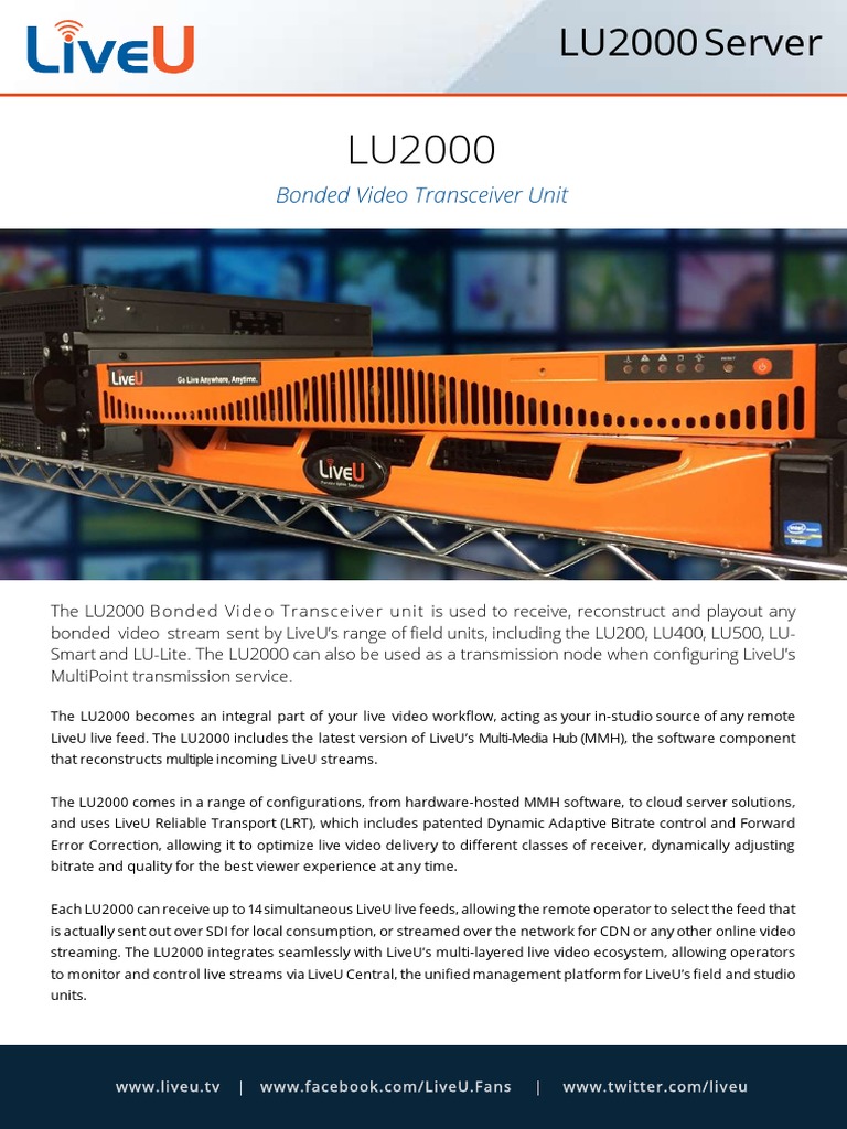 LU2000 Bonded Video Transceiver Unit | PDF | Streaming Media | Video