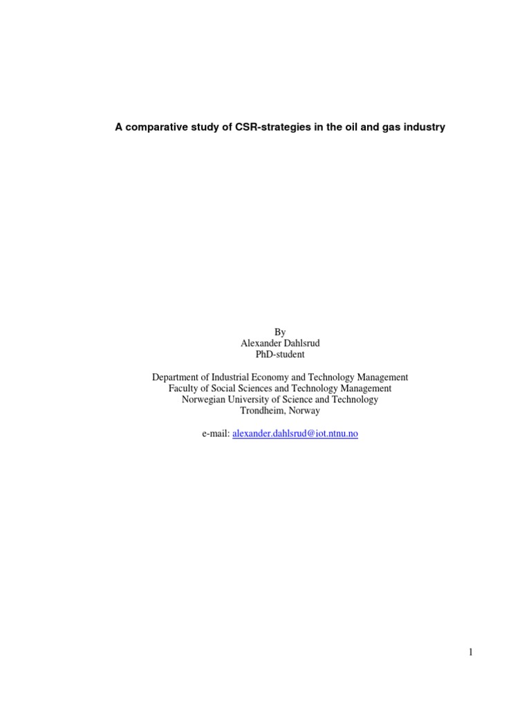 Comparative Study of CSR-Strategies - Alexander Dahlsrud | PDF ...