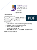 Experiment 2: Lecturer's Name: MISS DIANA INDIM Laboratory Group's Name