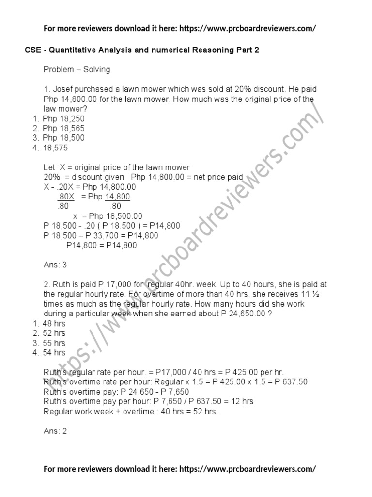 Cse Reviewer Numerical Reasoning 2 PDF | PDF | Interest | Human Resources