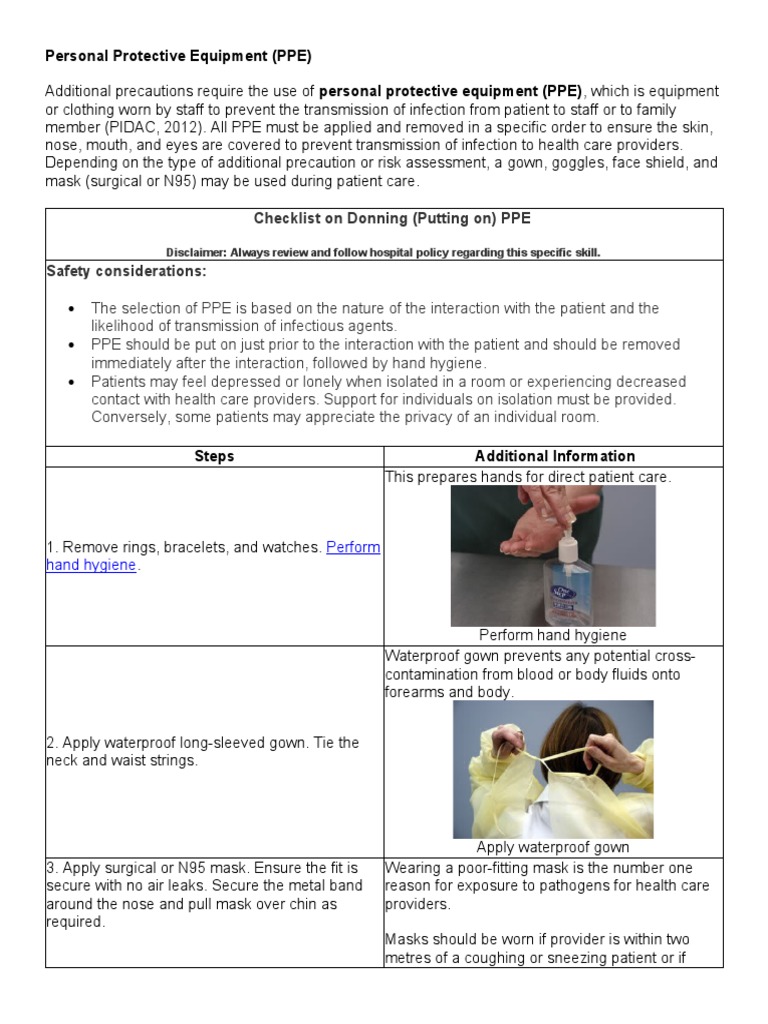 PPE Donning N Doffing | PDF | Personal Protective Equipment | Infection