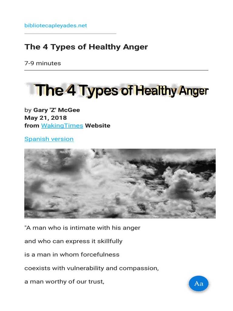 The 4 Types of Healthy Anger | PDF | Compassion | Anger