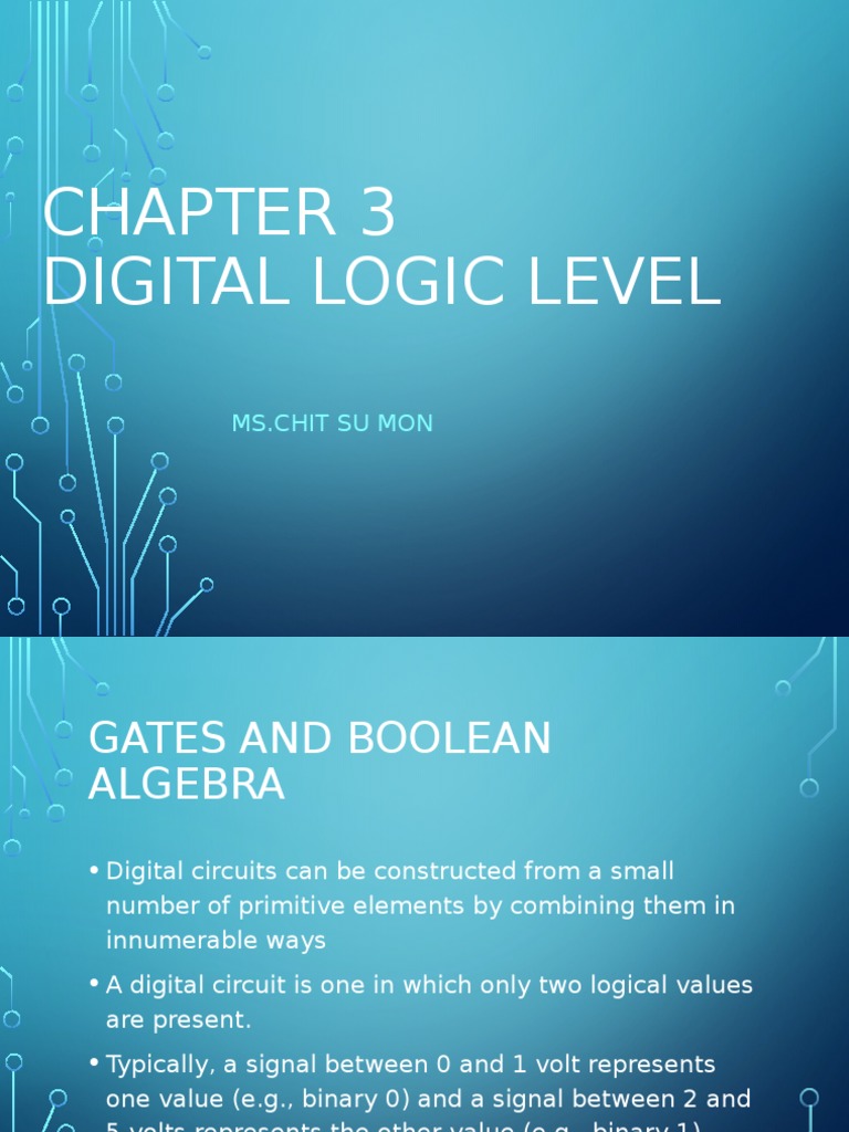 Digital Logic Level Ms Chit Su Mon PDF Logic Gate Random Access Memory
