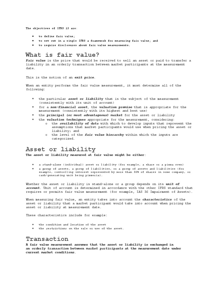 IFRS 13: Fair Value Measurement Guide | PDF | Fair Value | Valuation ...