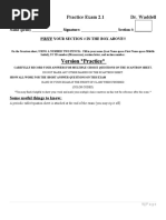 Version Practice : Chemistry 1041 Practice Exam 2.1 Dr. Waddell