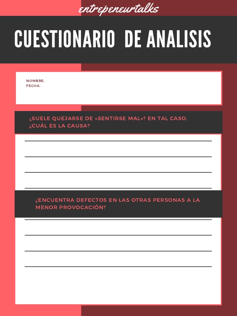 Cuestionario de Autoanálisis Personal | PDF | Relaciones personales ...