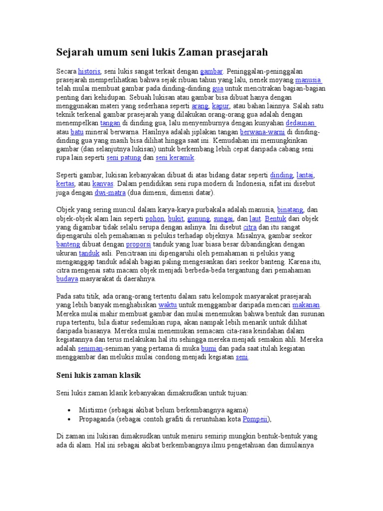Sejarah Umum Seni Lukis Zaman Prasejarah Sejarah Umum Seni Lukis Zaman Prasejarah