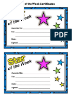 Star of The Week Certificates: Chirpy Learning 2018