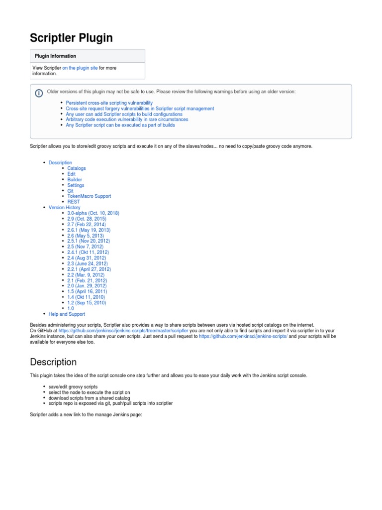 Scriptler Plugin: Description | PDF | Command Line Interface ...
