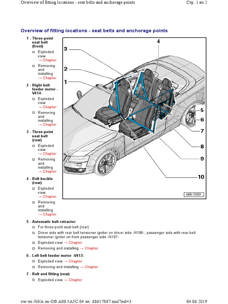 Overview of Fitting Locations Seat Belts and Anchorage Points PDF