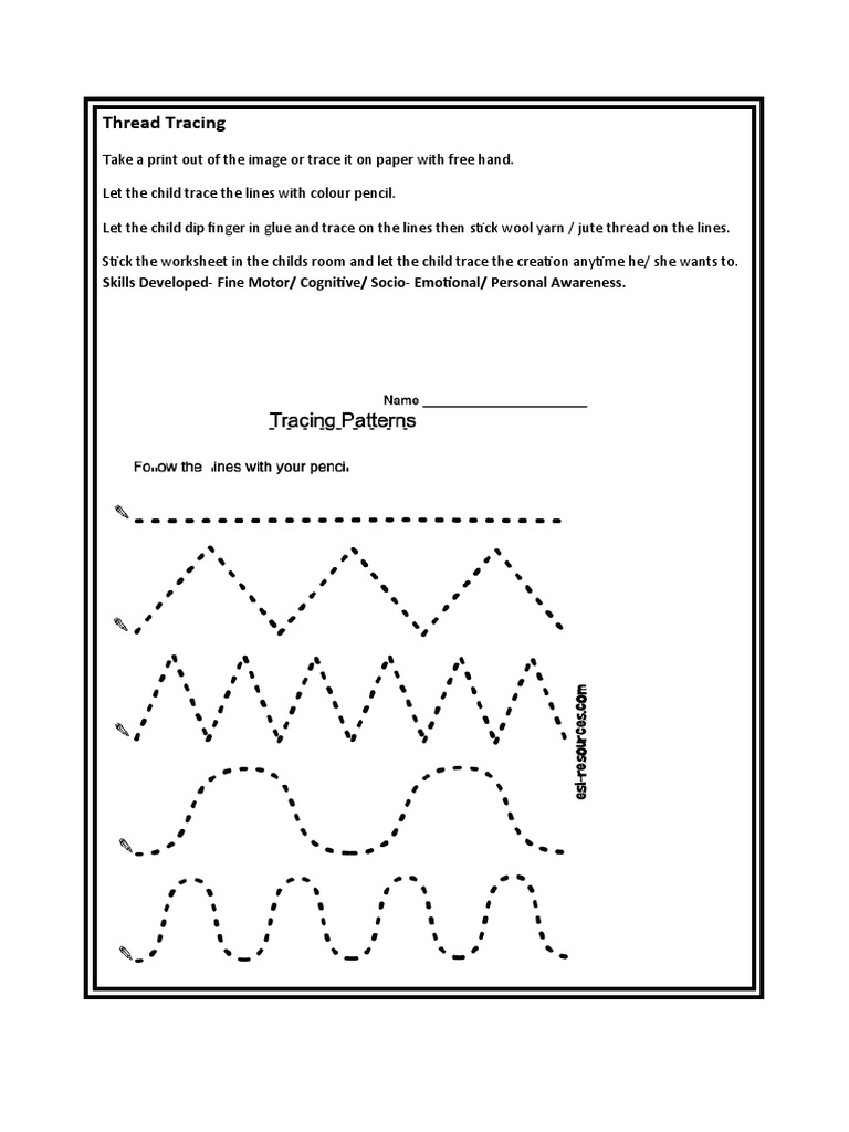 Thread Tracing: Skills Developed-Fine Motor/ Cognitive/ Socio ...