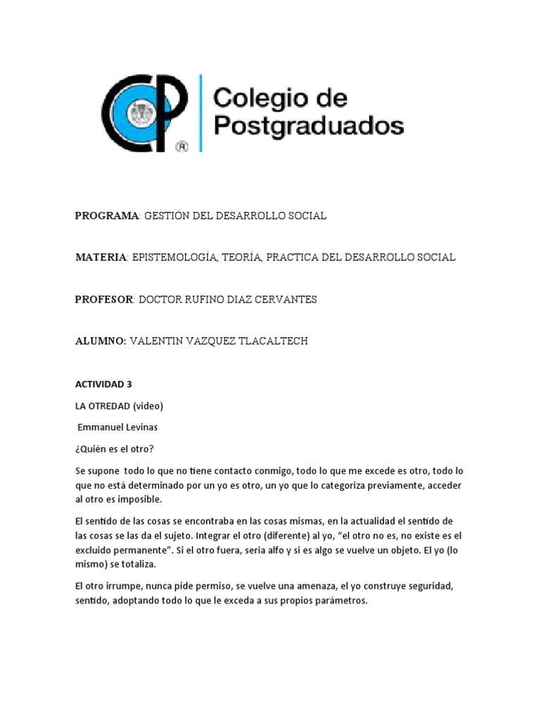 La Otredad: Tolerancia y Hospitalidad | PDF | Filosofía