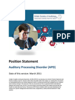 BSA (2011) Position Statament Auditory Processing Disorder PDF