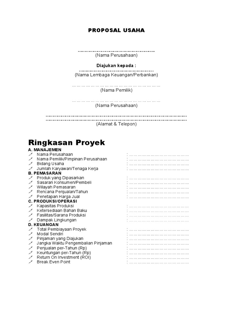 Proposal Usaha | PDF | Bisnis