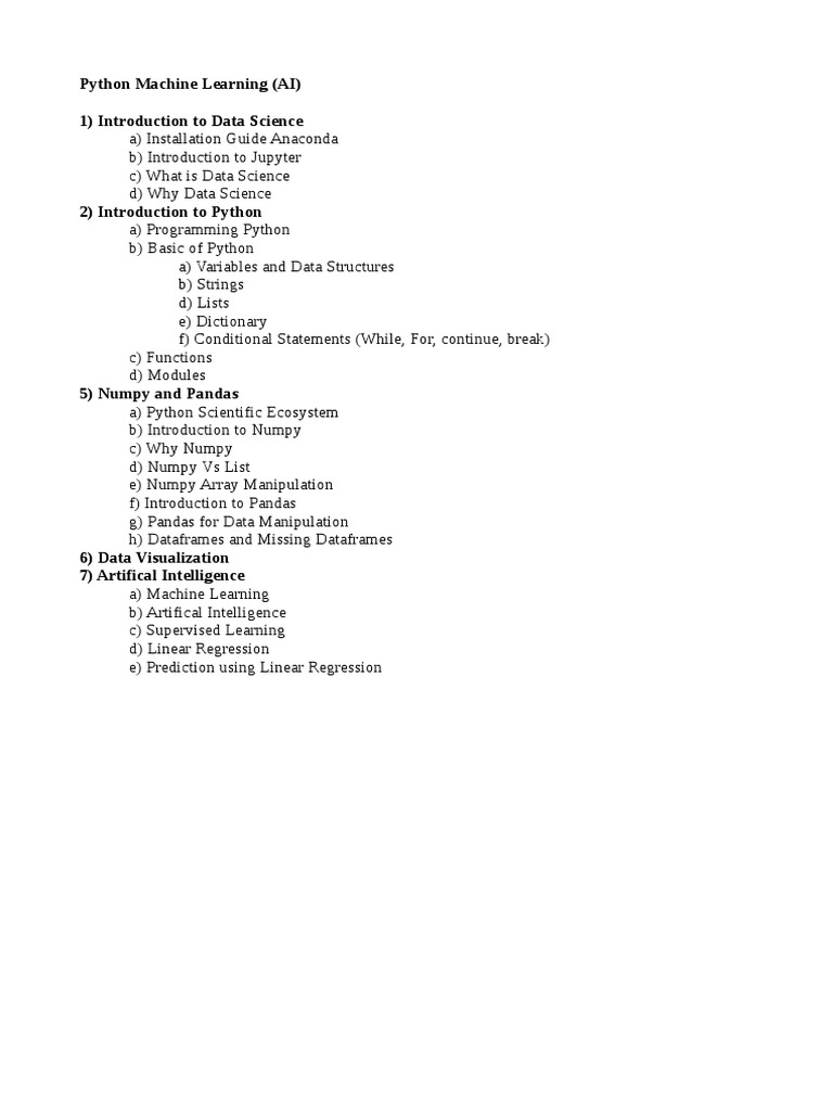 Python AI Syllabus For Kids | PDF
