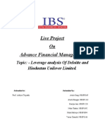 Live Project On Advance Financial Management: Topic: - Leverage Analysis of Deloitte and Hindustan Unilever Limited