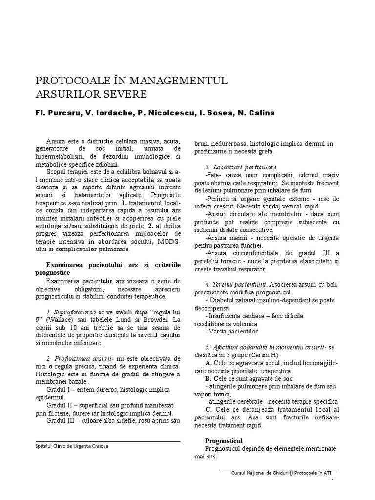 15 Protocoale in Managementul Arsurilor Severe | PDF