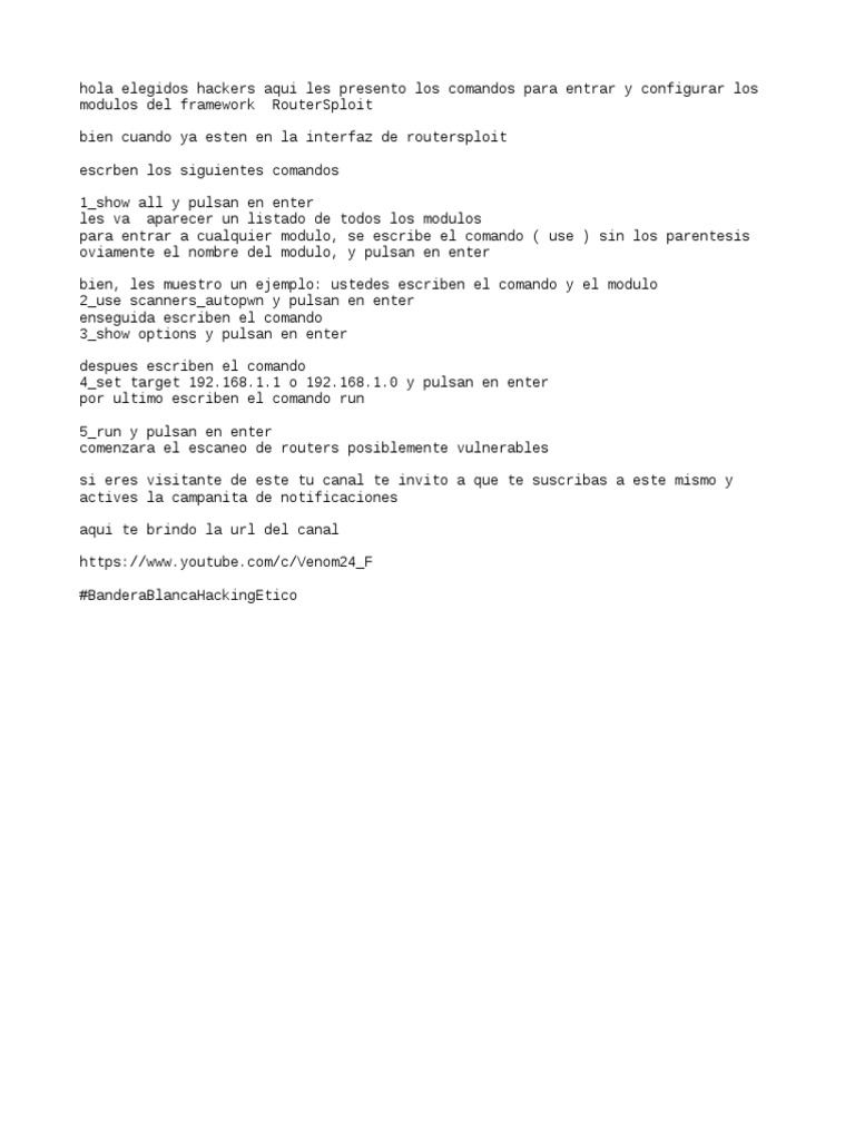 Comandos RouterSploit PDF