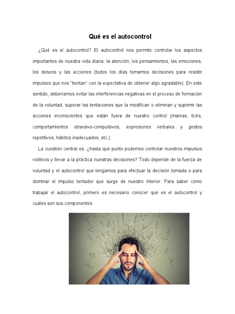 Qué Es El Autocontrol | PDF | Mente | Las emociones