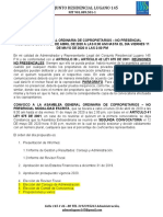 Convocatoria Asamblea General Modalidad Escrita - Lugano 145-2020