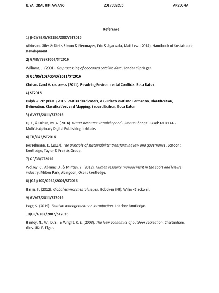 Sustainable Development References List | PDF | Science & Mathematics