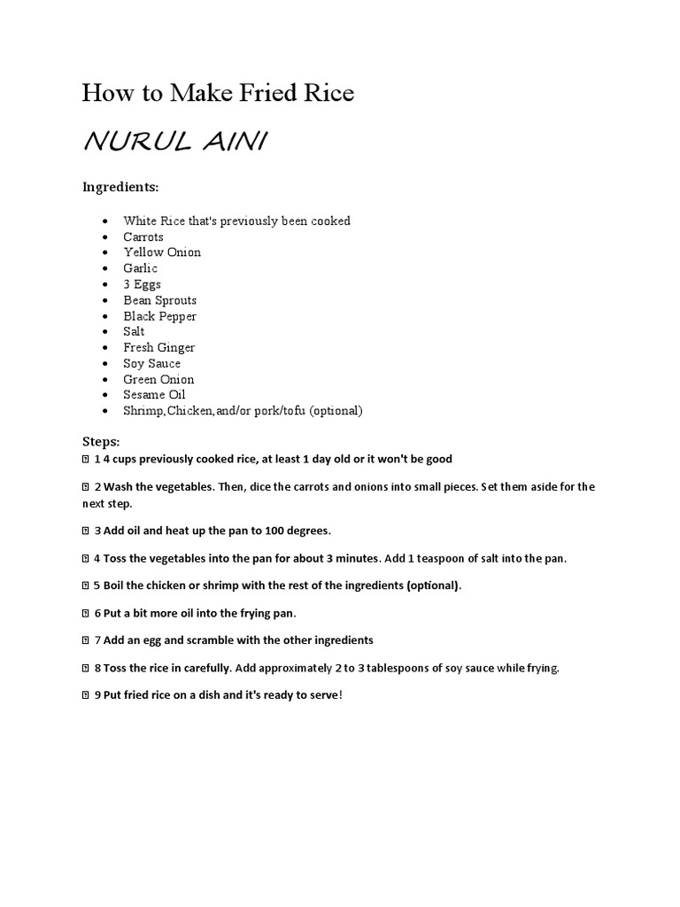 Easy Fried Rice Recipe Guide | PDF