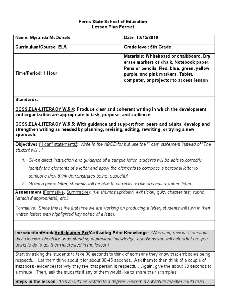 writing-a-letter-lesson-plan-pdf-lesson-plan-pedagogy