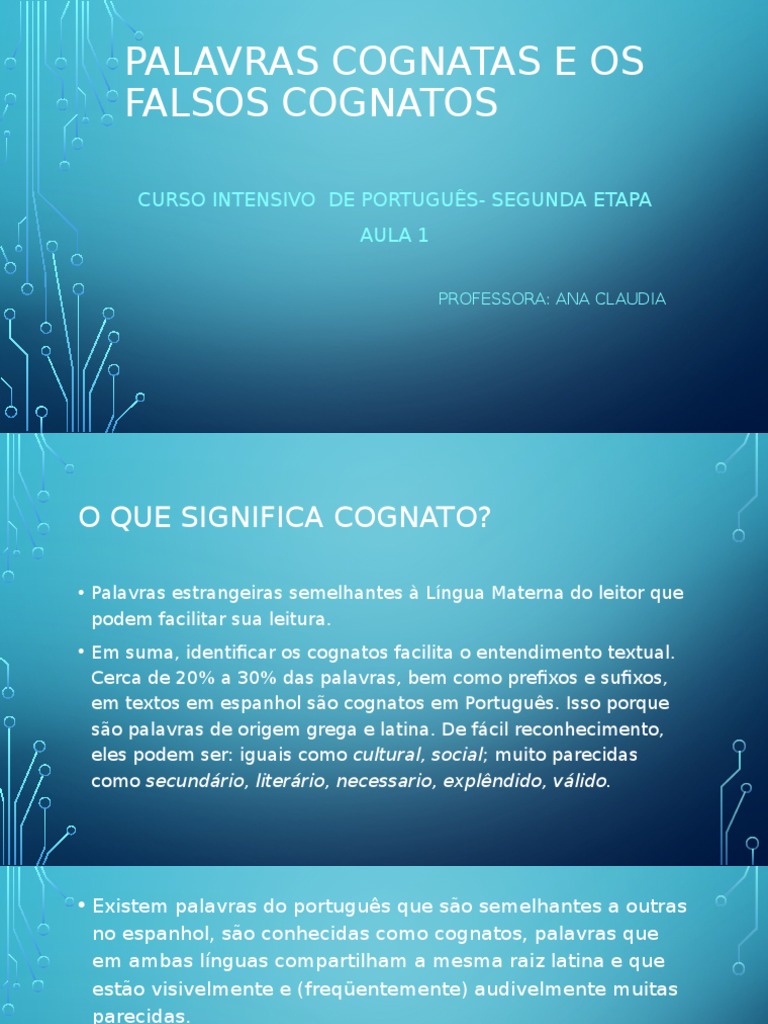 Cognatos e Falsos Cognatos em Português | PDF | Palavra | Português ...