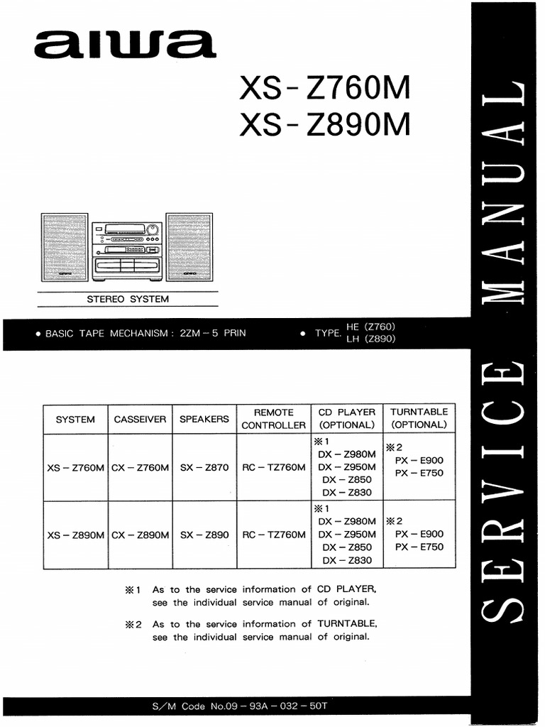 Hfe Aiwa xs-z760m z890m Service PDF | PDF