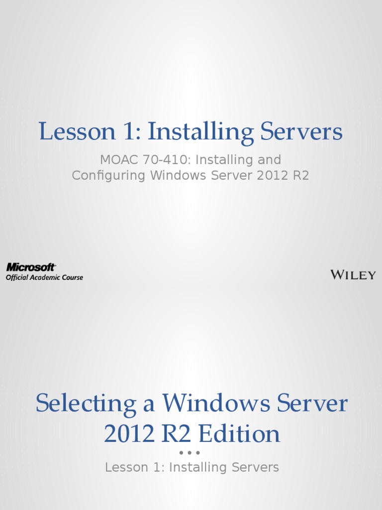 70 410 R2 Lesson 01 Installing Servers Pdf Active Directory Hyper V
