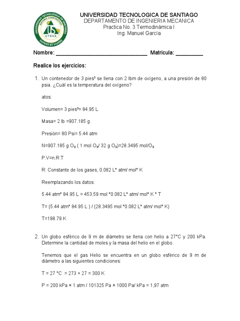 Constante R del Helio en Termodinámica | PDF | Gases | Mole (Unidad)