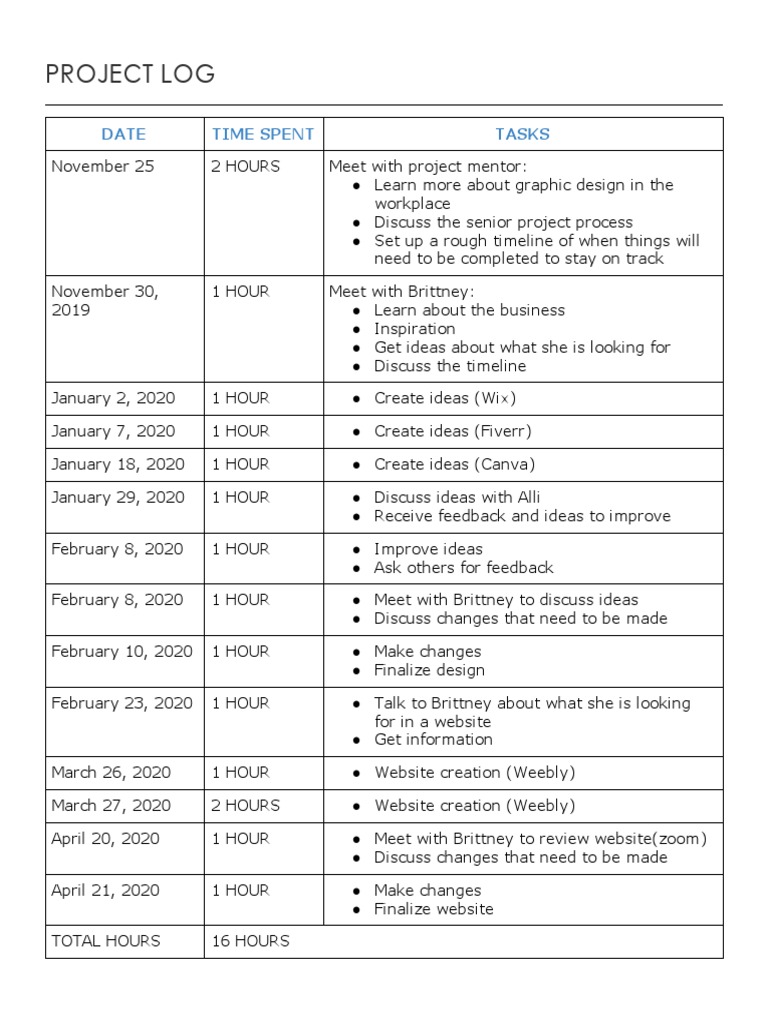 Project Log: Graphic Design Timeline | PDF | Law