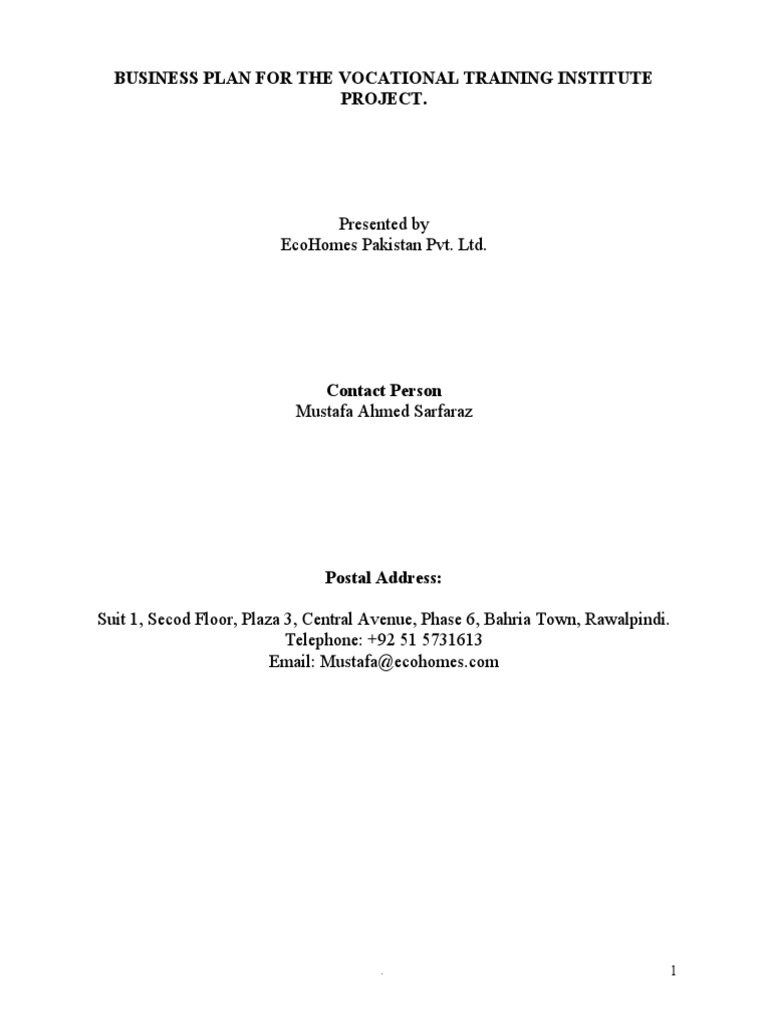 Vocational Training Institute Business Plan | PDF | Labour Economics ...